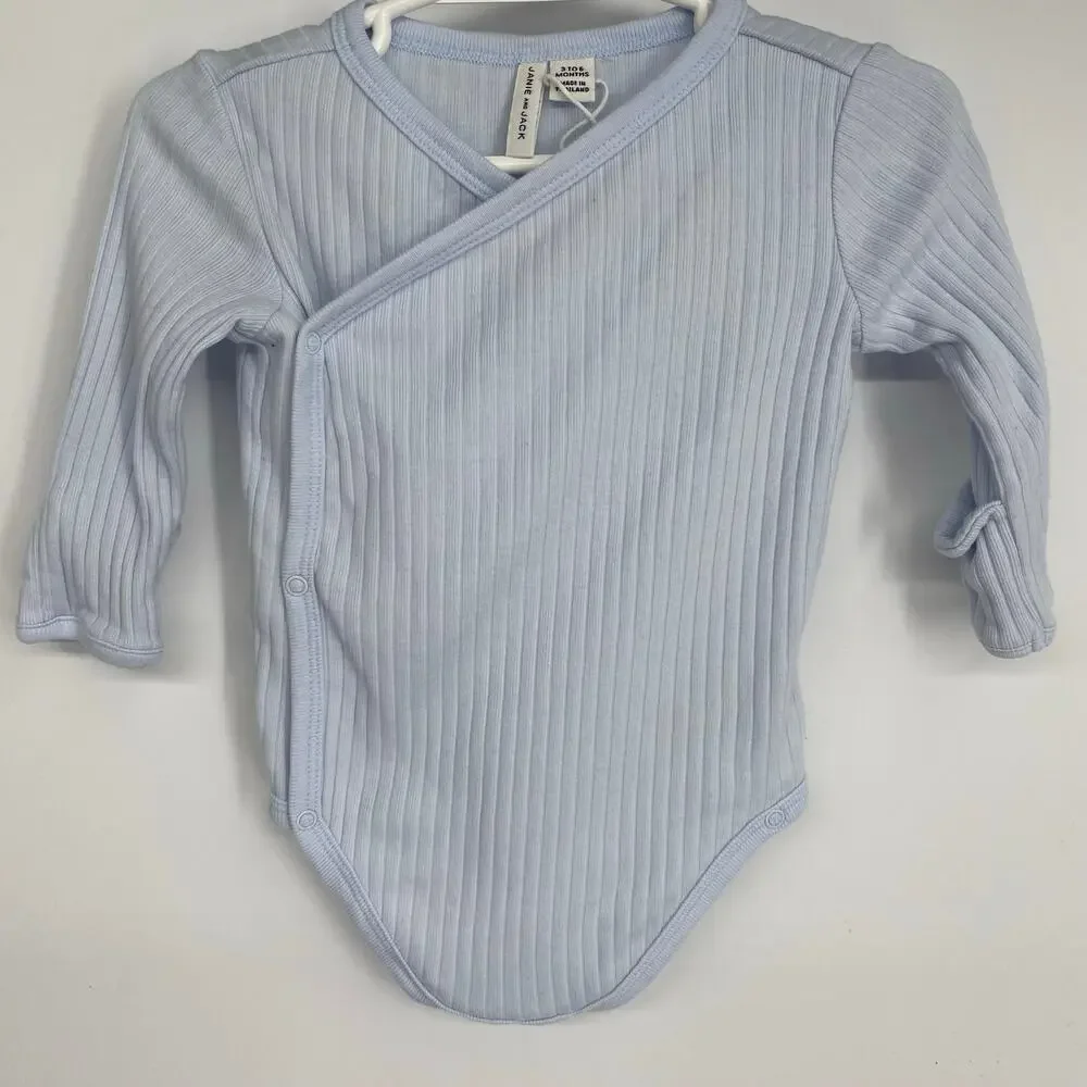 Janie & Jack Baby Pointelle Wrap Bodysuit 3-6 Month Blue & White‎ Unisex